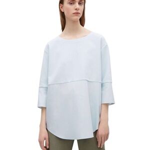 COS Baby Blue Waffle Knit & Poplin 3/4
Sleeve Top - Europe size Small (U.S. 4/6)